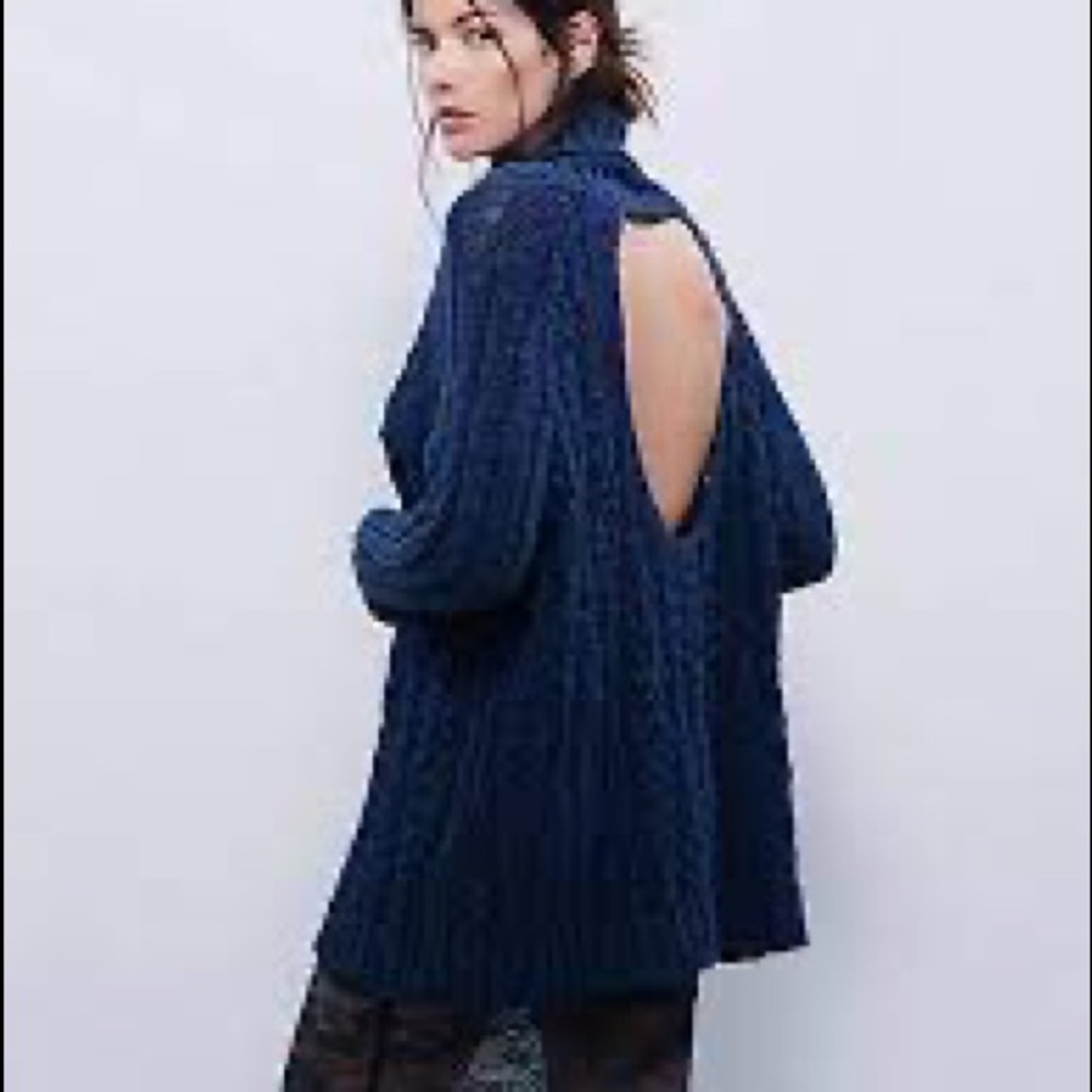 Free People Cable Open Back Sweater